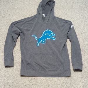 Men's Gray Hoodie Sweatshirt with Blue Detroit Lions Logo